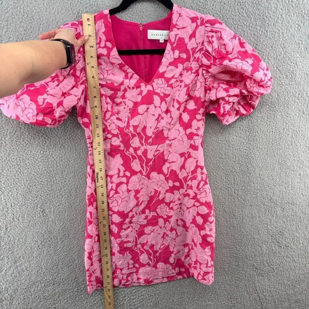 Endless Rose Pink Floral Puff Sleeve Mini Dress XS